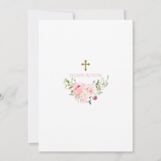 Roze Bloemen Gouden Glitter Lijst Widmung Kaart (Achterkant)