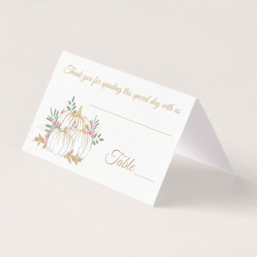Roze Bloemen Gouden Glitter Pompoen Fall Wedding Kaart (Voorkant)