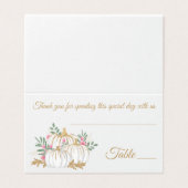 Roze Bloemen Gouden Glitter Pompoen Fall Wedding Kaart (Buitenkant ongevouwen)