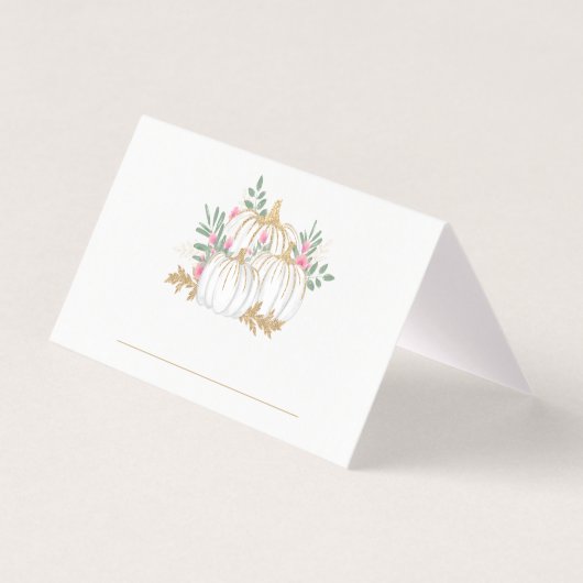 Roze Bloemen Gouden Glitter Pompoen Herfst Party Kaart (Voorkant)