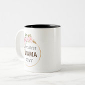 Roze Bloemen Gouden Krans Grootste Mama ooit Tweekleurige Koffiemok (Voorkant links)