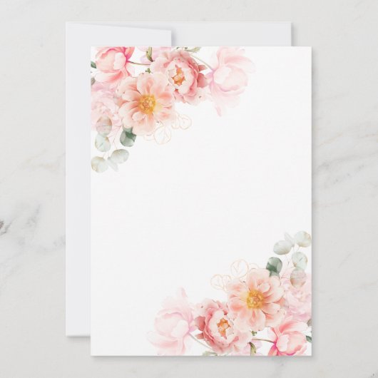 Roze Bloemen Gouden Kruis Doop Kaart (Achterkant)