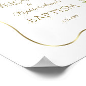 Roze Bloemen Gouden Lijst Doop Welkom Bord Poster (Hoek)