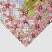 roze bloemen gouden rode vogelpoka stippen tissuepapier (Detail)