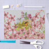 roze bloemen gouden rode vogelpoka stippen tissuepapier (Craft)