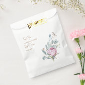Roze Bloemen Gouden Tekst Wit Bruiloft Bedankzakje (Gezegeld)