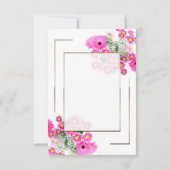 Roze bloemen/goudversiering bedankkaart (Achterkant)