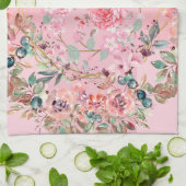 Roze Bloemen Graphic Artwork, roze bloemenkrans Theedoek (Gevouwen)