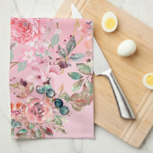 Roze Bloemen Graphic Artwork, roze bloemenkrans Theedoek (Quarter Fold)