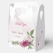 roze bloemen groen bedankdoosjes (Geopend)
