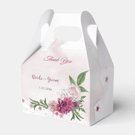 roze bloemen groen bedankdoosjes (Voorkant Zijde)