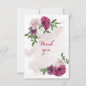 roze bloemen groen bedankkaart (Voorkant)