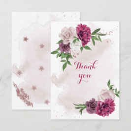 roze bloemen groen bedankkaart