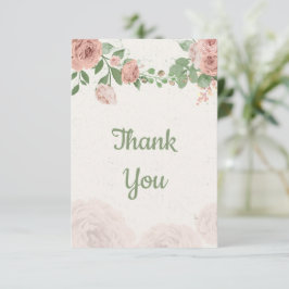 roze bloemen groen botanisch bedankkaart