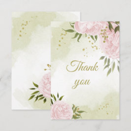  roze bloemen groen botanisch bedankkaart