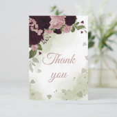 roze bloemen groen botanisch bedankkaart (Staand voorkant)