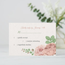 roze bloemen groen botanisch RSVP kaartje