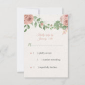 roze bloemen groen botanisch RSVP kaartje (Voorkant)