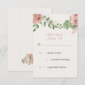roze bloemen groen botanisch RSVP kaartje (Voorkant / Achterkant)