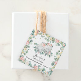 Roze Bloemen Groen Olifant Baby shower Meisje Bedankjes Labels