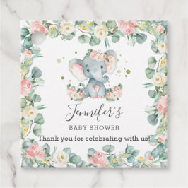 Roze Bloemen Groen Olifant Baby shower Verjaardag Bedankjes Labels