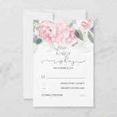 Roze Bloemen Groen Splashes Bruiloft RSVP (Voorkant)