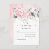 Roze Bloemen Groen Splashes Bruiloft RSVP (Voorkant / Achterkant)