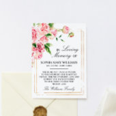 Roze Bloemen & Groen Sympathie Geheugen Dank u kaa Bedankkaart