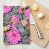 Roze Bloemen Groen Theedoek (Quarter Fold)