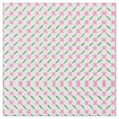 Roze Bloemen Groene Bladeren Aangepaste Stof (Close Up)