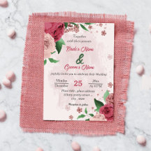 Roze Bloemen Groene bladeren Botanische bruiloft