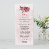 Roze Bloemen Groene bladeren Botanische bruiloft Menu (Staand voorkant)