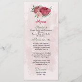 Roze Bloemen Groene bladeren Botanische bruiloft Menu (Voorkant)