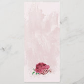 Roze Bloemen Groene bladeren Botanische bruiloft Menu (Achterkant)