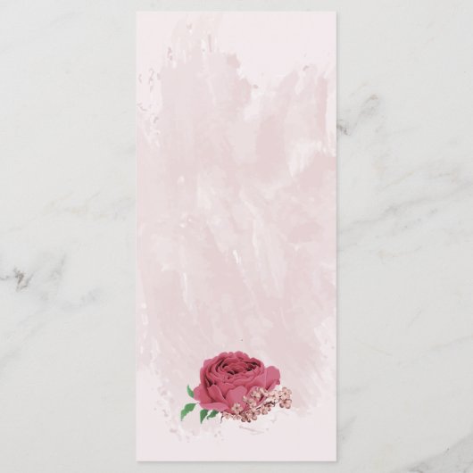 Roze Bloemen Groene bladeren Botanische bruiloft Menu (Achterkant)