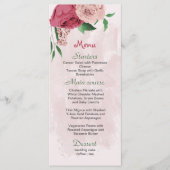 Roze Bloemen Groene bladeren Botanische bruiloft Menu (Voorkant)
