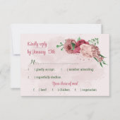 Roze Bloemen Groene bladeren Botanische bruiloft RSVP Kaartje (Voorkant)