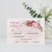 Roze Bloemen Groene bladeren Botanische bruiloft RSVP Kaartje (Staand voorkant)