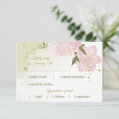  roze bloemen groene bladeren botanische RSVP kaartje (Staand voorkant)