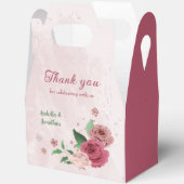 Roze bloemen Groene bladeren bruiloft Bedankdoosjes (Open)