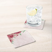 Roze bloemen Groene bladeren bruiloft Kartonnen Onderzetters (Insitu)