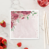 Roze bloemen Groene bladeren bruiloft Servet (Insitu)