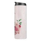 roze bloemen groene bladeren bruiloft thermosbeker (Geroteerd rechts)