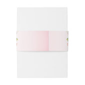 roze bloemen groene bladeren bruiloft uitnodigingen wikkel (Achterkant Voorbeeld)