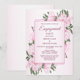 Roze bloemen groene bladeren Elegant verlovingsfee Kaart