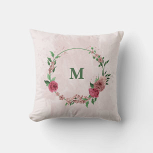 roze bloemen groene bladeren  kussen