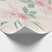 Roze Bloemen & groene bladeren | Moderne bloemsier Cadeaupapier (Hoek)