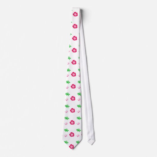 roze bloemen,groene bladeren, mooi patroon stropdas (Voorkant)
