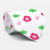 roze bloemen,groene bladeren, mooi patroon stropdas (Opgerold)