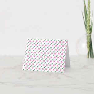 Roze Bloemen Groene Bladeren Patroon Notitiekaarte Kaart